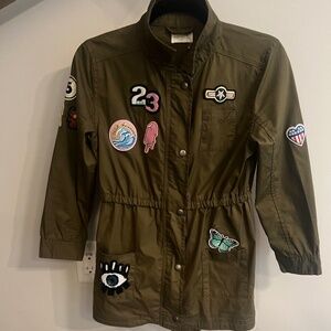 Miki Miette Army Green Long Patch Jacket